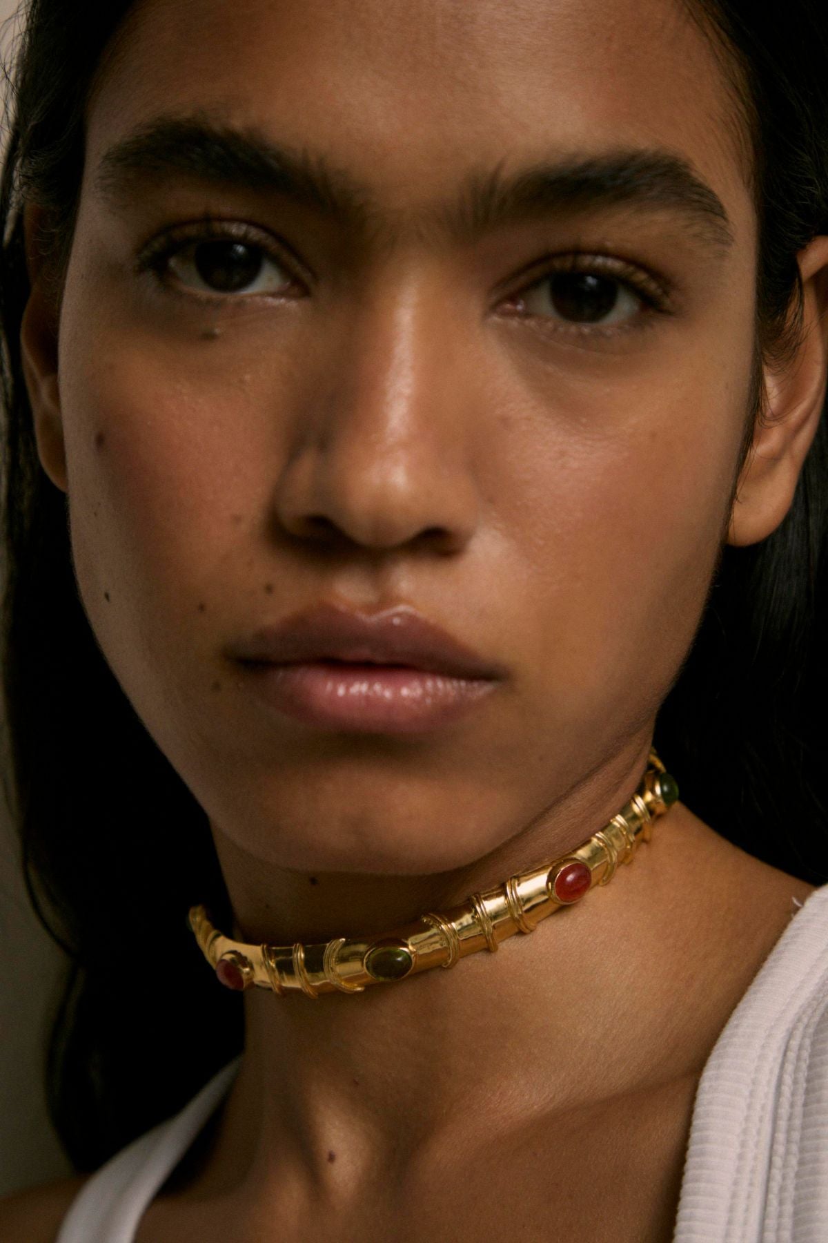 SEIS GREEN&ORANGE GOLD NECKLACE