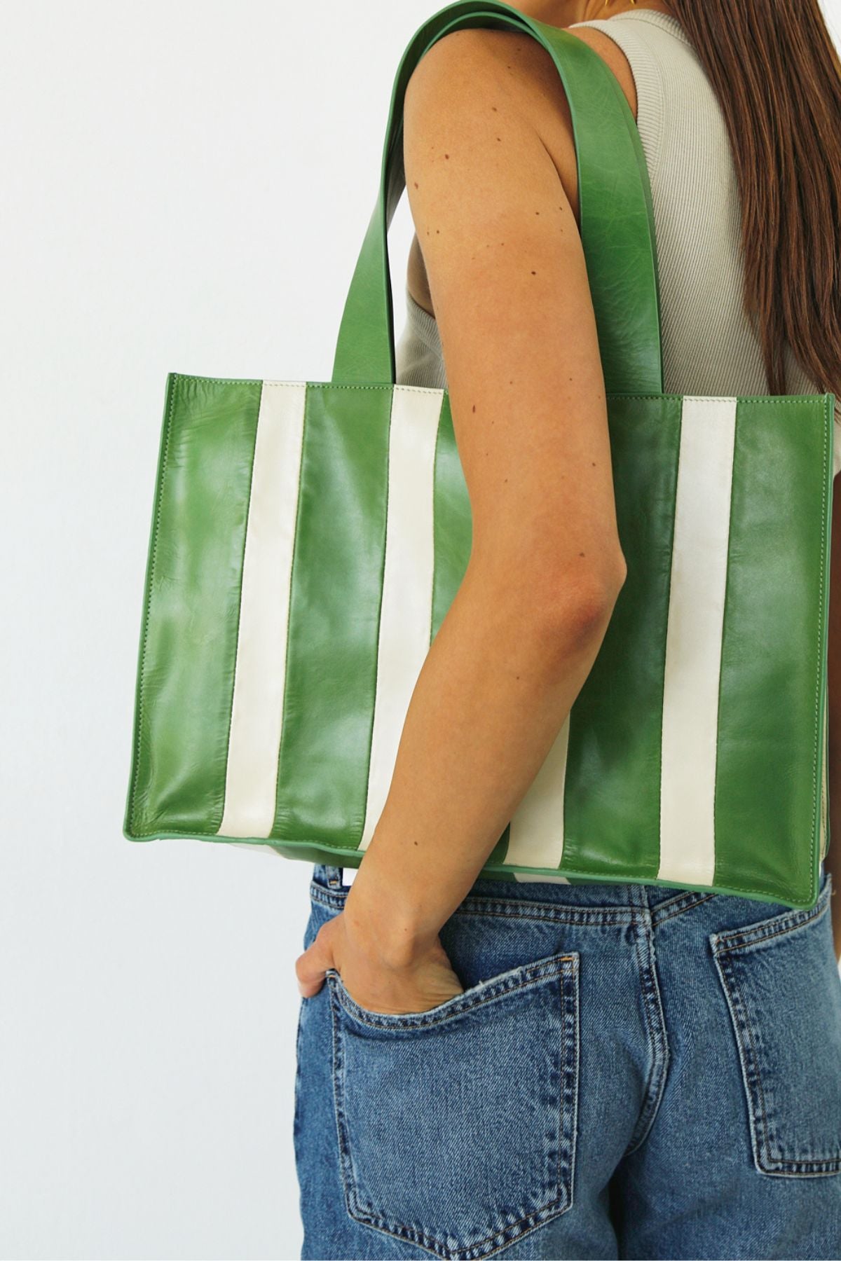 OLIVER STRIPES GREEN/ECRU BAG